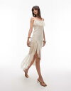 【送料無料】 アンドアザーストーリーズ レディース ワンピース トップス & Other Stories lace midaxi slip dress with sheer asymmetric tiered ruffle detail in vintage cream Vintage Cream(4)