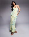 【送料無料】 エイソス レディース ワンピース トップス ASOS DESIGN mesh cami maxi dress with peplum detail in floral print Floral Print