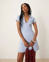 【送料無料】 エイソス レディース ワンピース トップス ASOS DESIGN seamed collared mini dress in baby blue Baby blue(4)