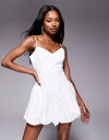 【送料無料】 バードット レディース ワンピース トップス Bardot bubblehem mini dress in white Orchid White(4)