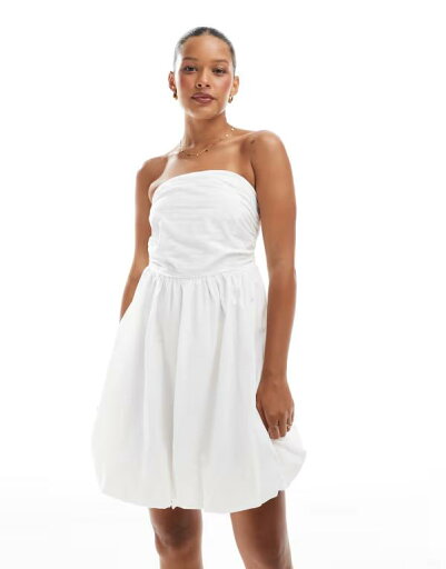 【送料無料】 オンリー レディース ワンピース トップス ONLY bubble hem bandeau mini dress in white WHITE 【送料無料】 オンリー レディース ワンピース トップス ONLY bubble hem bandeau mini dress in white WHITE