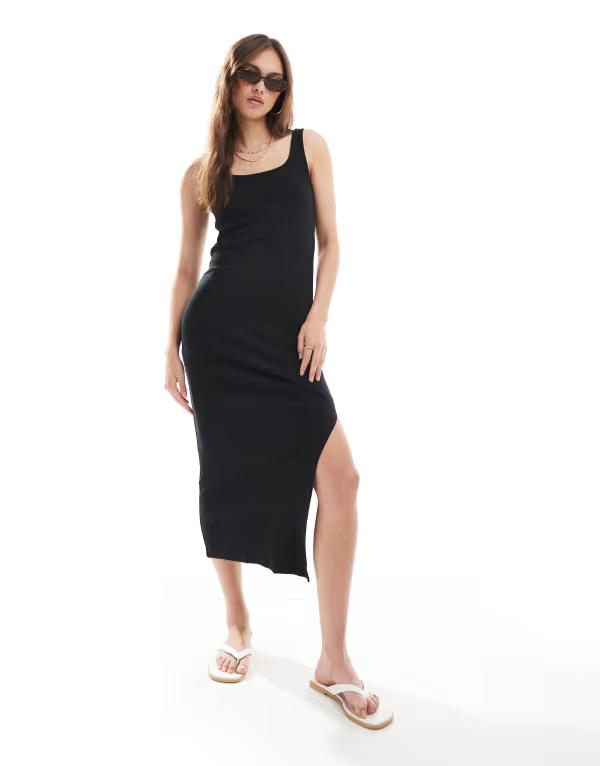 【送料無料】 ヴェロモーダ レディース ワンピース トップス Vero Moda ribbed midi tank dress in black Black