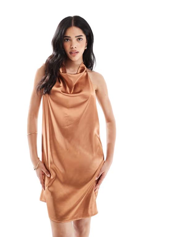 オブジェクト レディース トップス ワンピース ミニ ホルター Object halter neck mini slip dress in ..