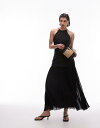 【送料無料】 マンゴ レディース ワンピース トップス Mango hybrid maxi dress with pleated hem in black Black