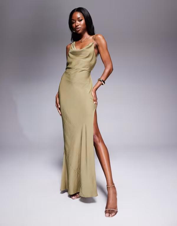 エイソス レディース トップス ワンピース アシンメトリー サテン ASOS DESIGN satin asymmetric strap..