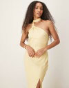 【送料無料】 エイソス レディース ワンピース トップス ASOS DESIGN satin tie neck detail maxi slip dress in buttermilk Buttermilk