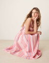 【送料無料】 フリーピープル レディース ワンピース トップス Free People primavera striped drop waist sun dress in pink STRAWBERRY COMBO