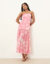 【送料無料】 バードット レディース ワンピース トップス Bardot Solana printed mesh maxi dress in pink floral Pink floral