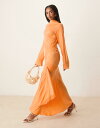 【送料無料】 エイソス レディース ワンピース トップス ASOS DESIGN washed satin cowl neck maxi dress with lace details in orange ORANGE(4)