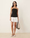 【送料無料】 エイソス レディース ワンピース トップス ASOS DESIGN bubble hem bandeau mini dress with poplin skirt Black