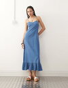 【送料無料】 リクレイム ヴィンテージ レディース ワンピース トップス Reclaimed Vintage denim seam detailing strappy maxi slip dress in mid blue Mid Blue