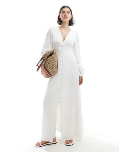 【送料無料】 ヴェロモーダ レディース ワンピース トップス Vero Moda crinkle cotton blouson sleeve boho maxi dress in white Snow white 【送料無料】 ヴェロモーダ レディース ワンピース トップス Vero Moda crinkle cotton blouson sleeve boho maxi dress in white Snow white