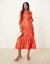 【送料無料】 ネバーフリードレスド レディース ワンピース トップス Never Fully Dressed embroidered midaxi shirt dress in red Red