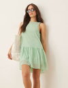 【送料無料】 エイソス レディース ワンピース トップス ASOS DESIGN drop waist chiffon mini dress in sage Sage