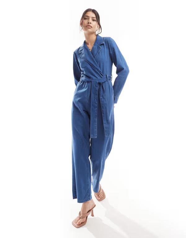 【送料無料】 ノーバディーズ チャイルド レディース ジャンプスーツ トップス Nobody's Child Penrith wrap denim jumpsuit in blue Blue