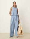 【送料無料】 エイソス レディース ジャンプスーツ トップス ASOS DESIGN double layer jumpsuit with open back in denim blue Denim blue