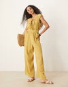 【送料無料】 エイソス レディース ジャンプスーツ トップス ASOS DESIGN double cloth gathered bust jumpsuit in avocado green Avocado Green