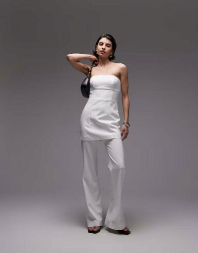 【送料無料】 マンゴ レディース ジャンプスーツ トップス Mango bandeau layered jumpsuit in white WHITE 【送料無料】 マンゴ レディース ジャンプスーツ トップス Mango bandeau layered jumpsuit in white WHITE