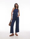 【送料無料】 マンゴ レディース ジャンプスーツ トップス Mango straight leg denim jumpsuit with belt detail in indigo INDIGO