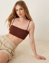 【送料無料】 エイソス レディース ブラジャー アンダーウェア ASOS DESIGN ribbed cross back crop in chocolate Chocolate