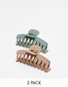 【送料無料】 ピーシーズ レディース ヘアアクセサリー アクセサリー Pieces medium 2-pack tube hair claw in neutra...
