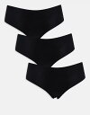 【送料無料】 ピーシーズ レディース ブリーフパンツ アンダーウェア Pieces 3 pack briefs in black Black