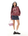 【送料無料】 デイジーストリート レディース パーカー・スウェット アウター Daisy Street washed sweatshirt with palm springs graphic in maroon Maroon