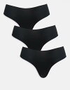 【送料無料】 エイソス レディース ブリーフパンツ アンダーウェア ASOS DESIGN 3 pack no vpl and lace brazilian b...
