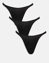 【送料無料】 エイソス レディース ブリーフパンツ アンダーウェア ASOS DESIGN 3 pack cotton tanga thong in black...