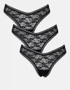 【送料無料】 エイソス レディース ブリーフパンツ アンダーウェア ASOS DESIGN 3 pack all over lace thong in blac...