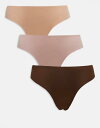 【送料無料】 エイソス レディース ブリーフパンツ アンダーウェア ASOS DESIGN 3 pack no vpl brazilian briefs in ...
