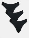 【送料無料】 エイソス レディース ブリーフパンツ アンダーウェア ASOS DESIGN 3-pack no VPL and lace thongs in b...