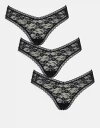 【送料無料】 エイソス レディース ブリーフパンツ アンダーウェア ASOS DESIGN 3 pack all over lace brazilian bri...