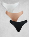 【送料無料】 エイソス レディース ブリーフパンツ アンダーウェア ASOS DESIGN 3 pack no vpl and lace thong in black white & beige Black white beige(4)