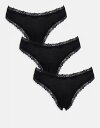 【送料無料】 エイソス レディース ブリーフパンツ アンダーウェア ASOS DESIGN 3 pack brazilian briefs with lace ...