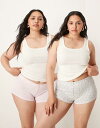 【送料無料】 エイソス レディース ブリーフパンツ アンダーウェア ASOS DESIGN Curve 2-pack boxers in floral prin...