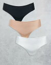 【送料無料】 エイソス レディース ブリーフパンツ アンダーウェア ASOS DESIGN Curve 3 pack no vpl lace thong in ...