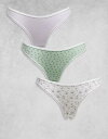 【送料無料】 エイソス レディース ブリーフパンツ アンダーウェア ASOS DESIGN 3 pack thong with lace trim in dit...
