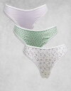 【送料無料】 エイソス レディース ブリーフパンツ アンダーウェア ASOS DESIGN Curve 3 pack thong with lace trim ...
