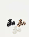 【送料無料】 エイソス レディース ヘアアクセサリー アクセサリー ASOS DESIGN pack of 3 hair claws in wiggle des...