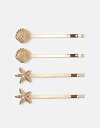 【送料無料】 エイソス レディース ヘアアクセサリー アクセサリー ASOS DESIGN pack of 4 hair clips with shell an...