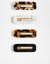 【送料無料】 エイソス レディース ヘアアクセサリー アクセサリー ASOS DESIGN pack of 4 hair clips in tort and b...