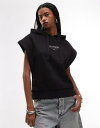 【送料無料】 オールセインツ レディース パーカー・スウェット アウター Allsaints sorri short sleeve hoodie in blac...