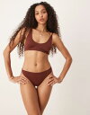 【送料無料】 エイソス レディース ブリーフパンツ アンダーウェア ASOS DESIGN ribbed thong in chocolate Chocolat...