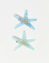 【送料無料】 ピーシーズ レディース ヘアアクセサリー アクセサリー Pieces 2 pack starfish hair clips in turquois...