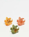【送料無料】 ピーシーズ レディース ヘアアクセサリー アクセサリー Pieces 3 pack mini hawaiian flower hair claws...