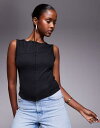 【送料無料】 エイソス レディース タンクトップ トップス ASOS DESIGN sleeveless button down top in black Black(4)