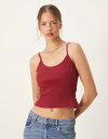 【送料無料】 エイソス レディース シャツ トップス ASOS DESIGN ribbed cami top in burgundy Burgundy