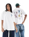 【送料無料】 エイソス レディース Tシャツ トップス ASOS DESIGN Disney unisex oversized t-shirt with Stitch prints in white WHITE