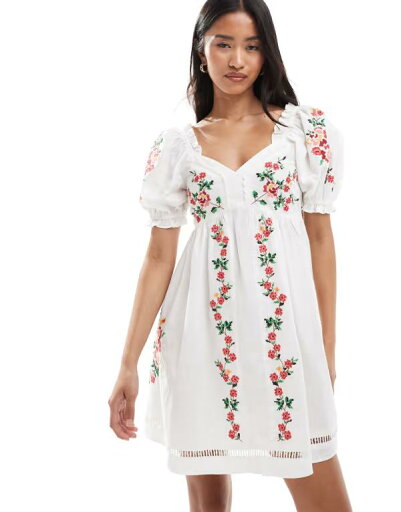 【送料無料】 ミスセルフフリッジ レディース ワンピース トップス Miss Selfridge embroidered mini babydoll dress Multi 【送料無料】 ミスセルフフリッジ レディース ワンピース トップス Miss Selfridge embroidered mini babydoll dress Multi